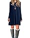 Womens Basic Loose T-shirt Plain Long Sleeve Flowy Dress Simple Pocket Tank Women's Tunic Navy Medium