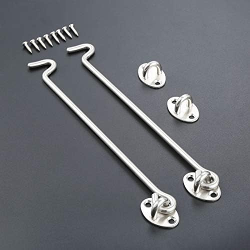 12 Inch-300mm Cabin Door Hook Bolts and Eye Latch Lock Shed Gate Catch Silent Holder Stainless Steel 2Pcs - Image 5
