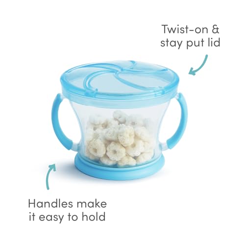 Munchkin 2 Pack Snack Catchers | Toddler Snack Box & Jar for Baby-LED Weaning | Food Containers | BPA Free Jar with Handles | Anti-Spill - Blue/Green
