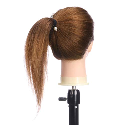 Kaleurrier Mannequin Head Female Professional Hairdresser Hair Styling Training Head Manikin Cosmetology and Hairdressing Practice Doll Head with 18" 100% Real Hair with Free Table Clamp(Color:Brown) - Thumbnail 3