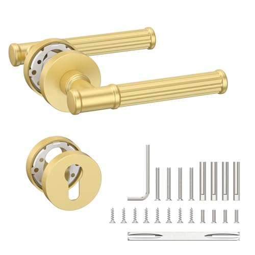 Amerdeco 1 Pack Brushed Gold Door Handles Interior Door Handles Set Internal Door Handles Internal Sets Bathroom Door Handle UK0055