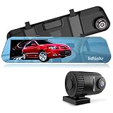 KDLINKS R100 Ultra HD 1296P Front + 1080P Rear 280° Wide Angle Anti-Glare Rearview Mirror Dual Lens Dash Cam with IPS 5