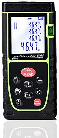 Flybiz Newest Handheld Laser Distance Meter 40m, Portable Handheld Digital Measure Tool Range Finder with Bubble Level and Large Backlit LED Display (40m/131ft) Range Finder Tape Measure 0.05 to 40m