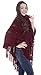 Livingston Women¡¯s Cozy Knitted Pullover Sweater Wrap Shawl w/Tassels, Burgandy