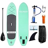 ANCHEER Inflatable Stand Up Paddle Board 10' with Non-Slip Deck, iSUP Boards w/Complete KIT, Adjustable Paddle, Leash, Fin, Hand Pump and Backpack,Youth & Adult