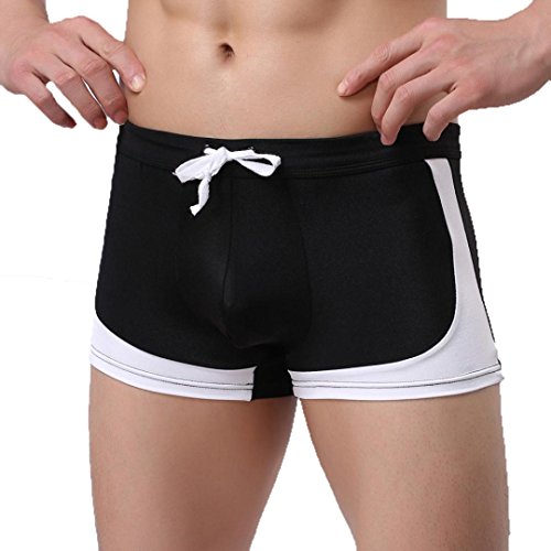 BCDshop Men's Boxer Briefs Swimming Swim Shorts Trunks Sport Sexy Comfy Underwear (Black, Asians/Waist 26.3"-30.2") - Thumbnail 3