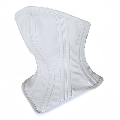 Strapon Face Neck Bound Leather -Davidsource Head Harness Slave Restraint White Leather No Pungent Smell Corset Muzzle Posture BDSM Unisex Bondage Kit (18 Inches Neck Round, White)