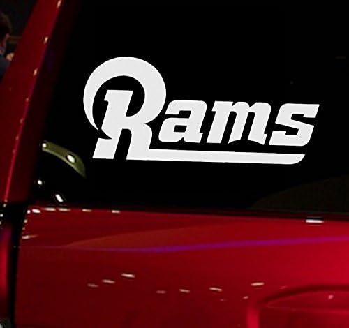 WALL BANNERS LLC | MN 4871 | Football | Rams | Vinyl Sticker Decal for Window Glass Cars Trucks Vans SUV Vehicles Automobiles Windshield Folder Walls Laptops Computers (Rams White)