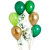 50pcs Balloons Neon Green Forest Green Confetti Balloon with Ribbon Perfect for Dinosaur Birthday Jungle Safari Theme Decorations Baby Shower Party Decorations (Green)