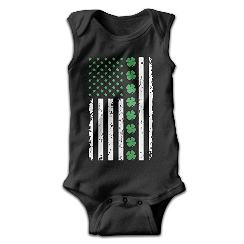 St. Patrick's Day Big Irish American Flag Baby Boys' Sleeveless Bodysuits One Pieces Summer Romper Black
