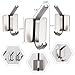 NEXCURIO Self Adhesive Hooks/Towel Hooks-Heavy Duty Wall Hanger Hanging for Robe Coat Bag Stick on Wall - Bathroom Kitchen Office Organizer, Brushed Stainless Steel (4 Pack)