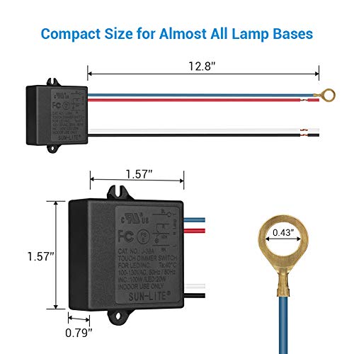 DEWENWILS Light Dimmer, Touch Lamp Control Module, 3 Levels Sensor Dimming, Touch Lamp
