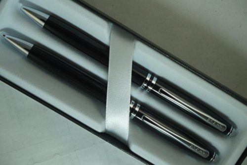 Cross Classic Executive Companion Avatar Black Lacquer and Extremely Polished Chrome Appointments with Distinctive Cross Special Signature Mid Rings, Pen and 0.7MM Pencil Set. A Great Gift - Thumbnail 4
