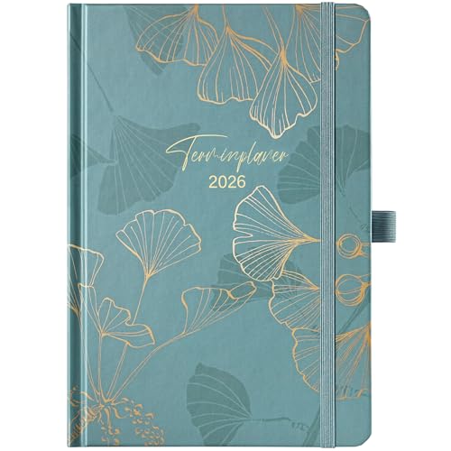 Agenda 2026 – Format A5 2026 – Calendrier 2026 à décembre 2026, calendrier 2026, semainier 2026, avec poche intérieure, fermeture élastique, 21,3 x 14,7 cm