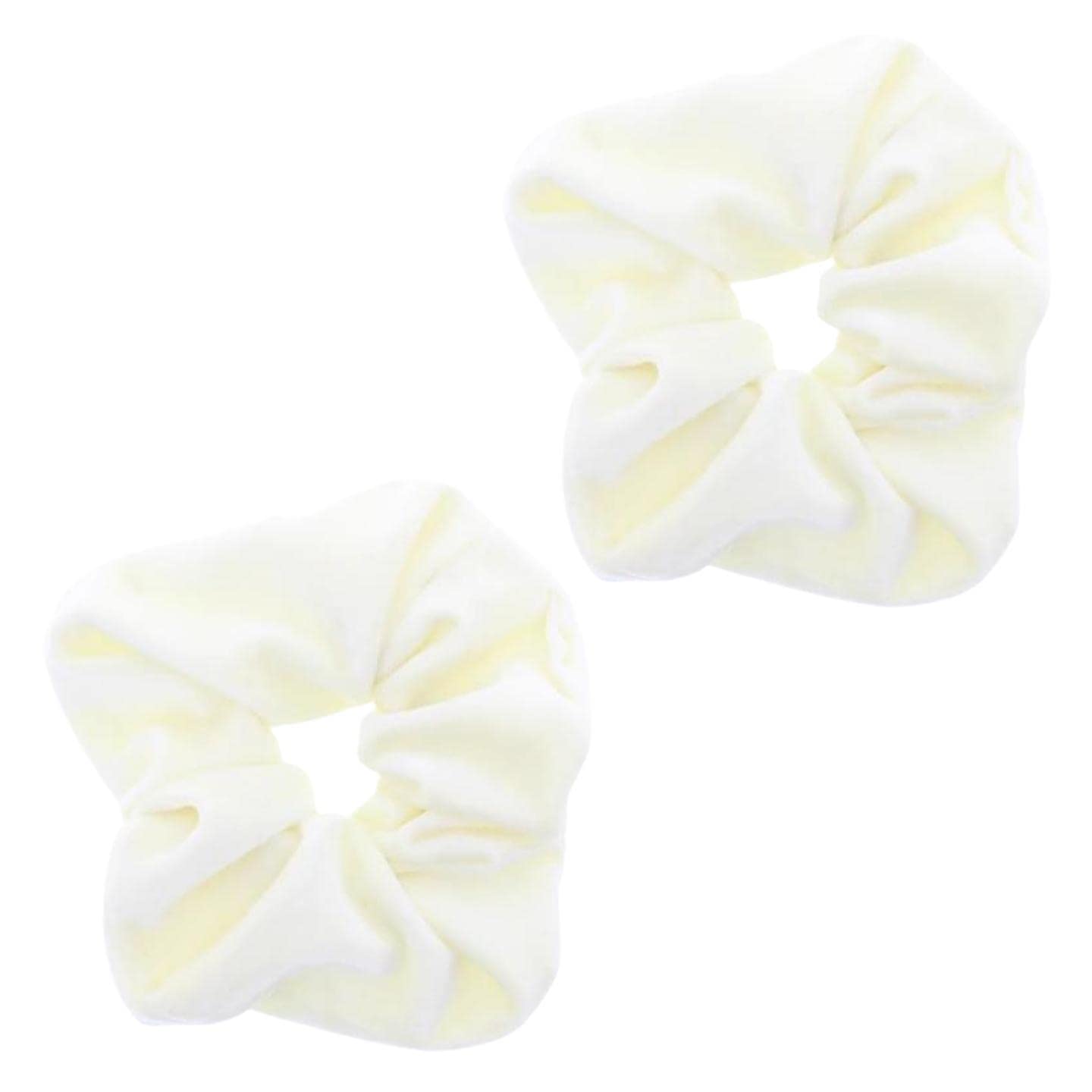 Topkids Accessories - Luxury Velvet Scrunchie Scrunchies Elastic Hair Band Ponytail Holders Hair Scrunchie Hair Bobbles Hair Accessories for Women, Ladies, Girls - Pack of 2 (Cream) — image 1