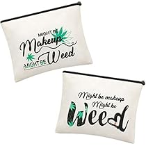 Amazon Com 2 Pieces Leaf Makeup Cosmetic Bag Might Be Makeup Bag Funny Weed Leaf Cosmetic Bag Weed Cosmetic Bag Multipurpose Makeup Case With Zipper For Women Girls Vacation Travel Beauty