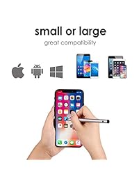 Lápiz capacitivo activo ajustable con punta fina de 0.075 in para escribir y dibujar con precisión en la mayoría de teléfonos inteligentes iOS Android Windows Touchscreen, tabletas y notebooks