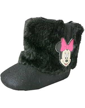 Minnie Mouse Baby Girls Black Faux Fur Boots