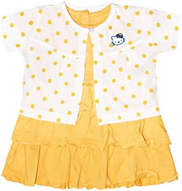 Orange and Orchid Girls Baby Designed Cotton Frock Polka Printed Coat for Infant & Toddler