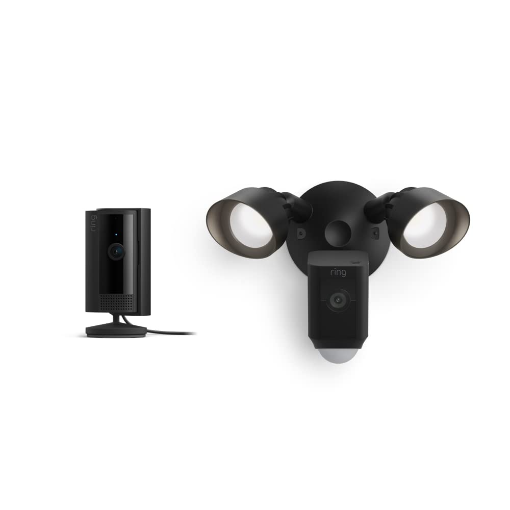 Ring Floodlight Cam Wired Plus with Ring Indoor Cam, Black