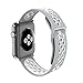 SIXRARI Apple Watch Band 42MM, Soft Silicone Sport Replacement With Ventilation Holes Nike+ Sports Bands For 2017 New IWatch Strap Series 3 Series 2/1 Wristband (Silver/White)