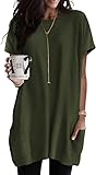 Poetsky Womens Short Bat Sleeve Long Shirts Long