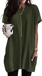Poetsky Womens Short Sleeve Tunic Shirts Summer