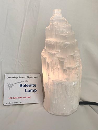 6" Selenite Crystal electric lamp with cord and bulb - desk lamp - table lamp - night light