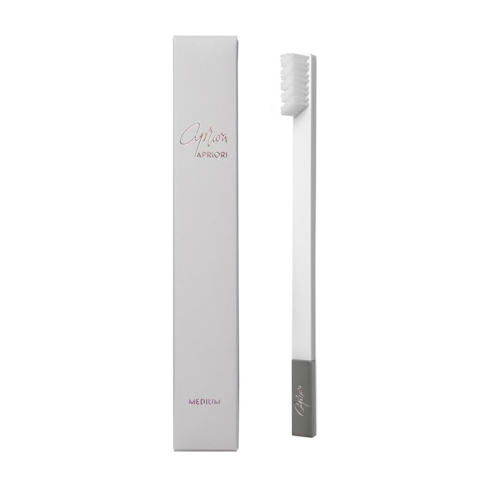 APRIORI White Silver Medium Premium Toothbrush