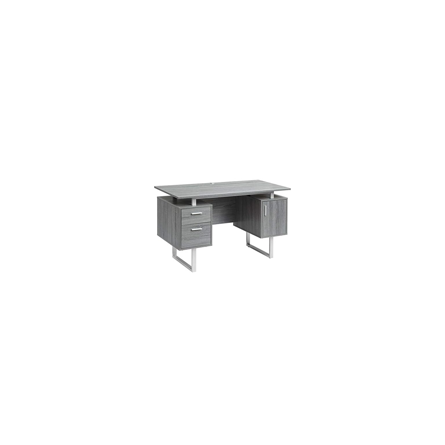 Techni Mobili Modern Office Desk with Storage, Gray Active Furniture