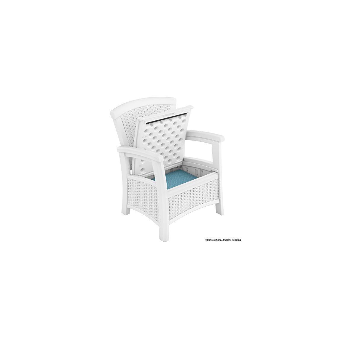 Suncast Elements Club Chair with Storage Lightweight, Resin, AllWeather Storage Chair Built