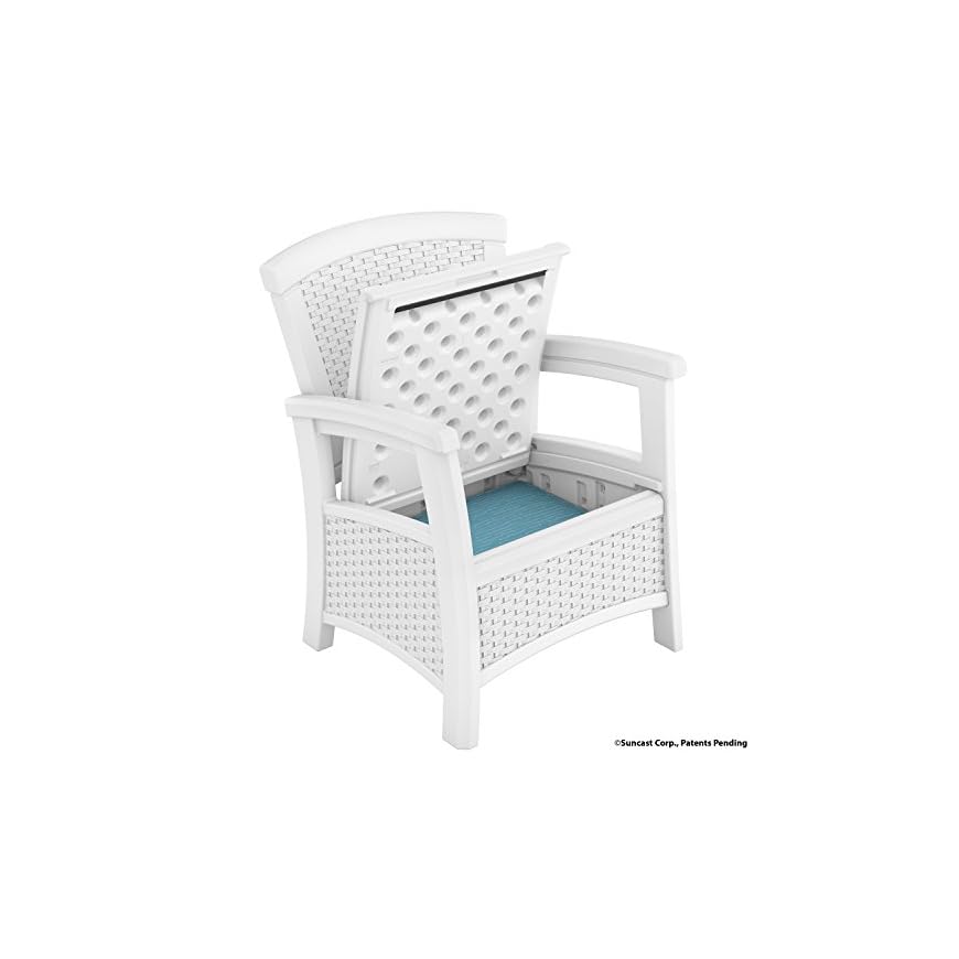 Suncast Elements Club Chair with Storage Lightweight, Resin, AllWeather Storage Chair Built