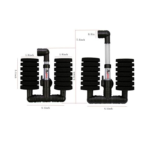 Huijukon, pompa ad aria per acquario con filtri a spugna, dimensioni del serbatoio fino a 133 litri Huijukon Huijukon, pompa ad aria per acquario con filtri a spugna, dimensioni del serbatoio fino a 133 litri