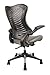 OfficeFactor Executive Ergonomic Computer Office Chair Back Mesh Bonded Leather Seat Flip-up Arms Lumbar Support Molded Foam Seat Adjustable Height Home Office Desk Chair (Grey)