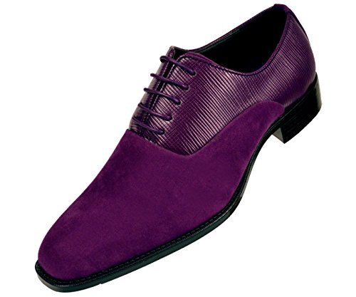 Bolano Mens Vertical Emboss and Faux Suede Oxford Dress Shoe With Black Sole Style Strider