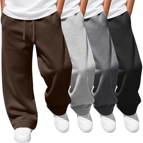 LessonZoo 4 Pack Boys Baggy Sweatpants, Large, 4-Color at Amazon