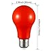TORCHSTAR LED A19 Red Bulbs, 7W (40W Equivalent), E26 Base Colored Light Bulb, for Party, Thanksgiving, Halloween, Christmas, Holiday, Bedroom, Living Room, Baby's Room Lights, Pack of 6