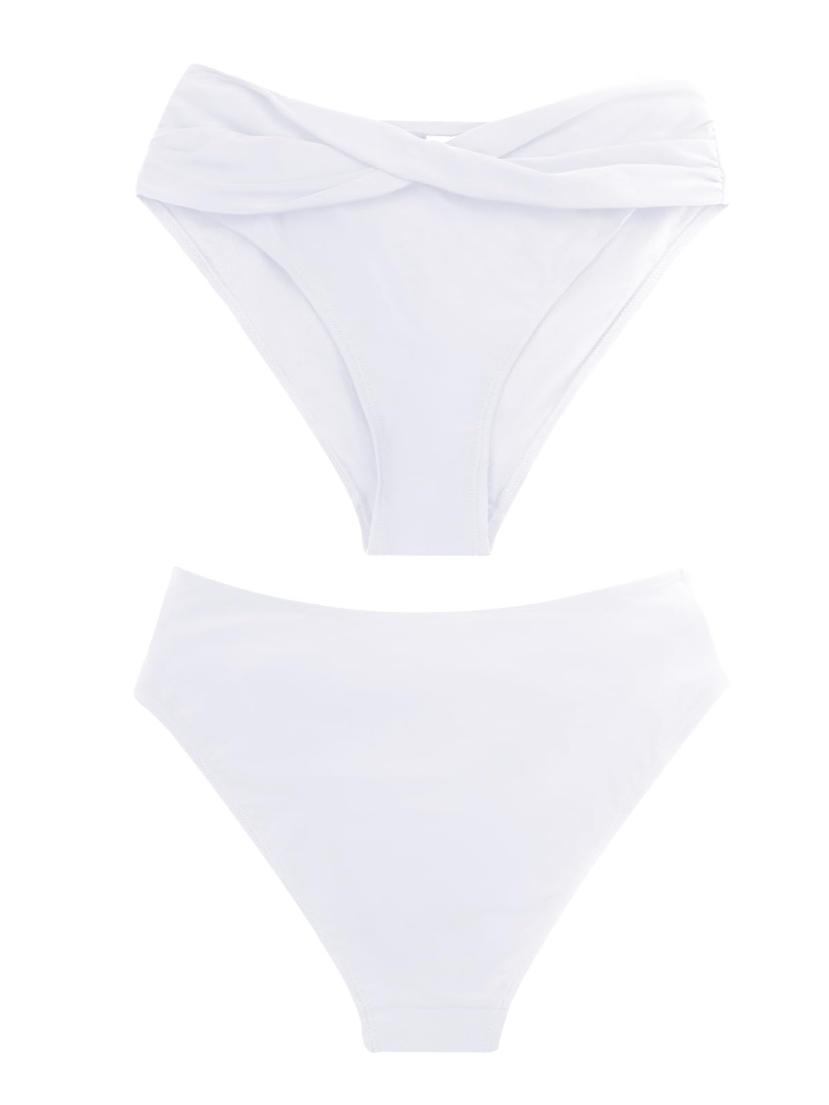 SHEKINI Damen Bikinihose Retro Ruched Bauchweg Klassisch Schwarze Badehose Strandhose Grosse Grössen für Frauen 4