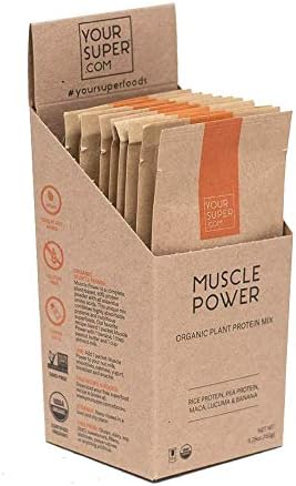 Your Super Muscle Power Travel Packs - Plant Based Protein Powder, Workout Boost with All 9 Essential Amino-Acids, Whey Alternative, Non-GMO, Organic Maca, Lucuma - 10 Serving Packets
