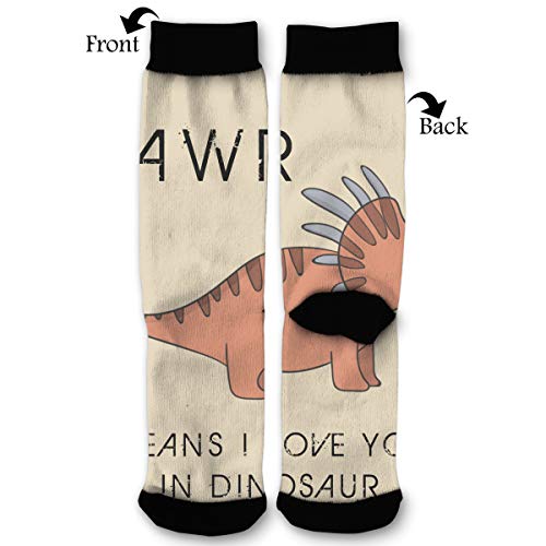 I Love You in Dinosaur Boys Men & Women Casual Cool Cute Crazy Funny Athletic Sport Colorful Fancy Novelty Graphic Crew Tube Socks