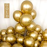 Pukavt Gold Balloons 12 inch 50pcs Metallic Party Balloons Birthday Helium Balloon Chrome Latex Balloons