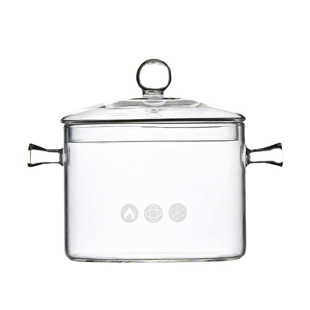 Glass Cooking Pot Stockpot with Lid Transparent Glass Saucepan Cooking Soup Pot Heat-Resistant for Kitchen Cooking (1.5L)