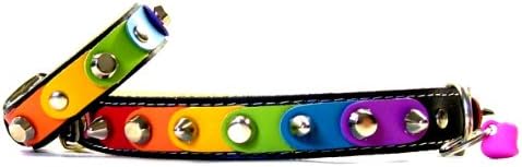 Superpipapo Leather Collar for Medium Sized Dogs & Bracelet/This Gay Rainbow Colored Collar Expresses Freedom and Happiness for Dogs and Owners