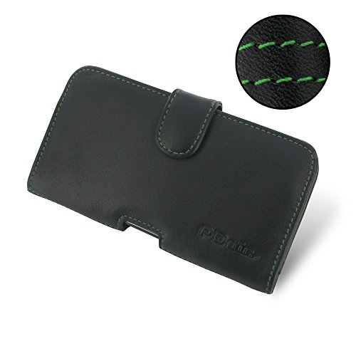 PDair GALAXY Note 3 Genuine Leather Belt Case [Fit Phone with Slim Case or Thin Skin Cover on], Phone Holster Case (Green Stitch), Luxury Horizontal Holster