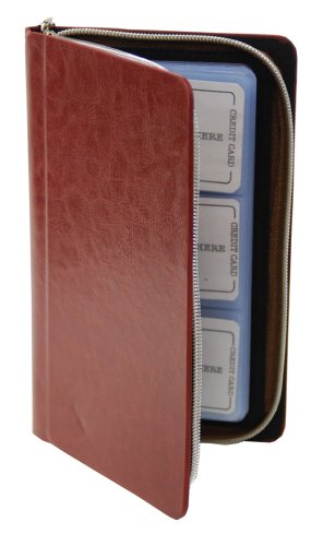 Zipper Wallet Business & Credit Card Case Holder Bifold (Brown)