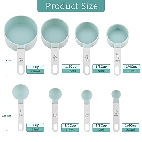 8 Pcs Measuring Cups and Spoons Set, Various Sizes of Stackable