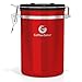 Coffee Gator Coffee Canister, 11oz Airtight Stainless Steel Kitchen Food Storage Container with Date-Tracker, CO2-Release Valve and Scoop for Beans, Grounds, Sugar, Cookies Jars, Tea, Cereal - Red