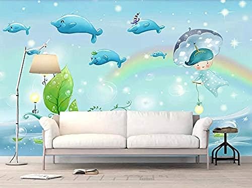 Amaomn Murals Wallpaper 3d Effect Dolphin Aesthetic Cartoon Tv