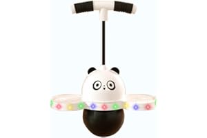 ANBY Panda Pogo Ball with Colorful Light for Kids & Adults Up to 200lb, Balance Coordination Trick Bounce Board Pop Ball Cool Fun Challenge Indoor Outdoor Toys Pogo Jumper Gifts for Boys Girls
