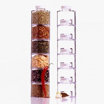 SWARG Jannat Spice Tower Acrylic Stacking Bottles with Sifter Lids (White) - Set of 6